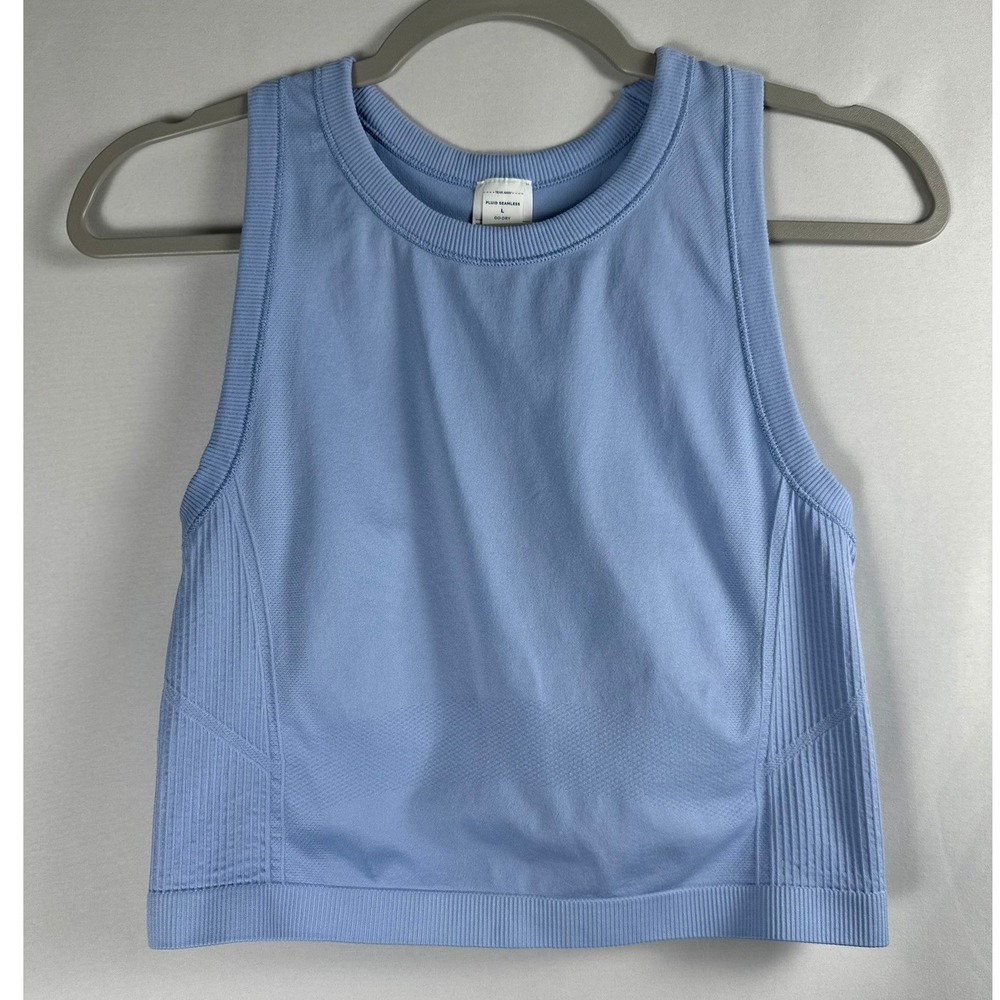 Old Navy Active Fluid Seamless Go-Dry Crop Tank Top L Blue Racerback Activewear